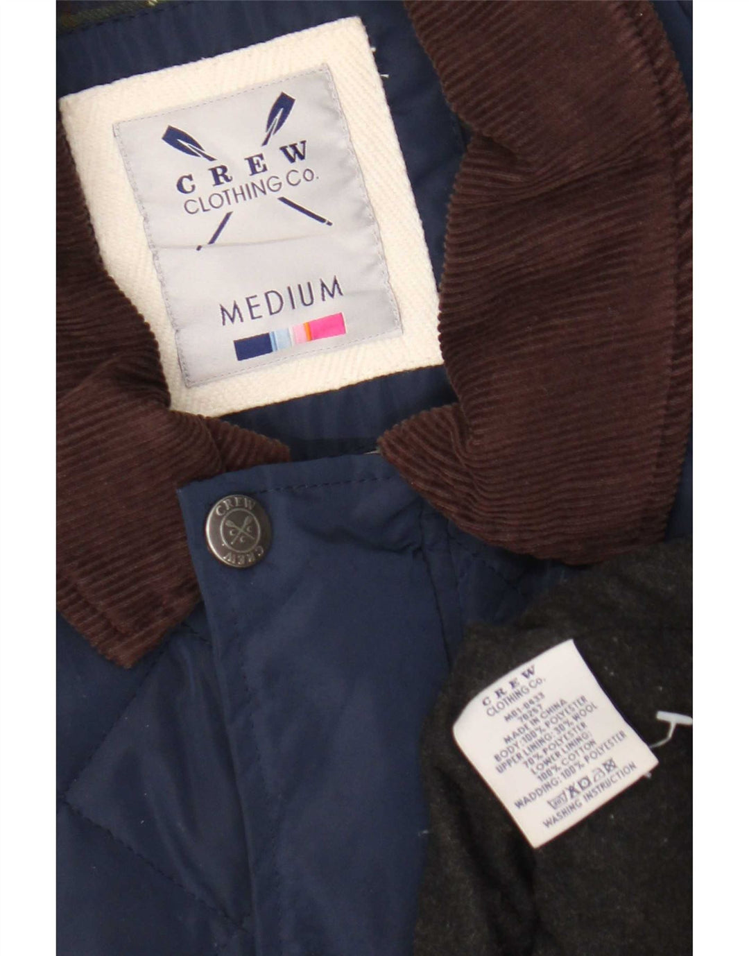 Ανδρικό καπιτονέ μπουφάν Crew Clothing UK 38 Medium Navy Blue Colourblock