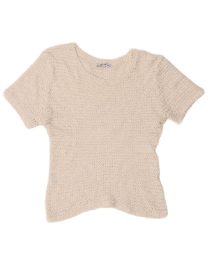 Zara Γυναικεία Πλεκτή Μπλούζα Trafaluc Top UK 14 Medium White