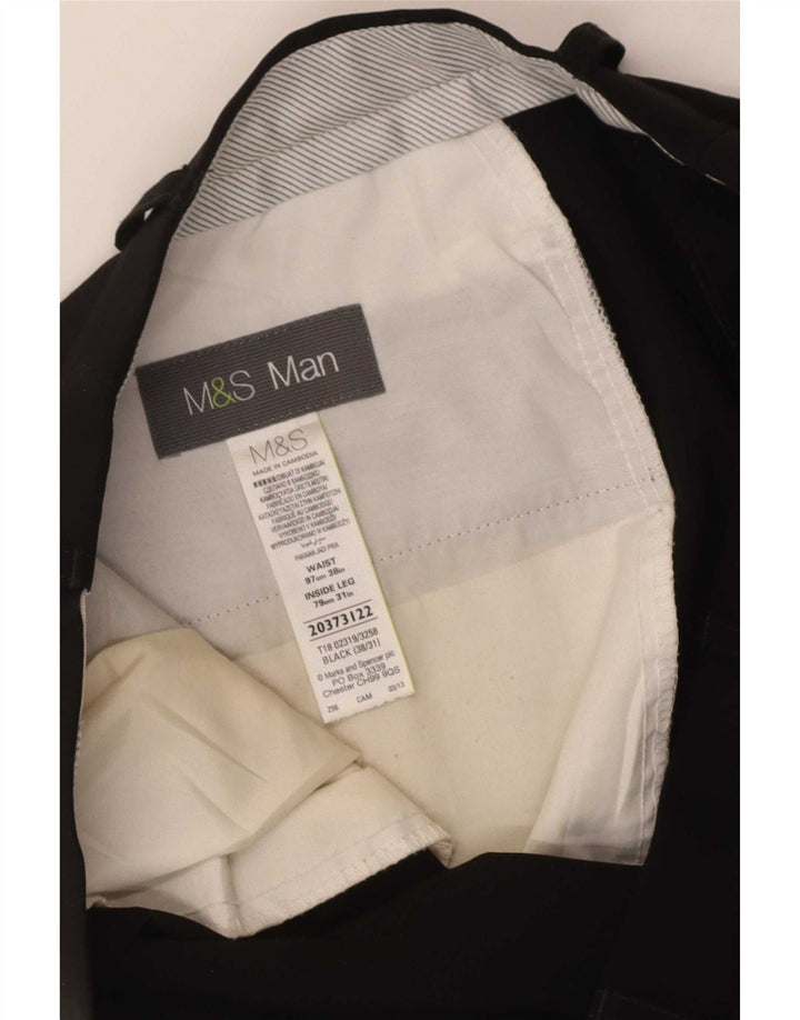 Marks & Spencer Ανδρικό ίσιο παντελόνι W38 L31 Μαύρο πολυεστέρα