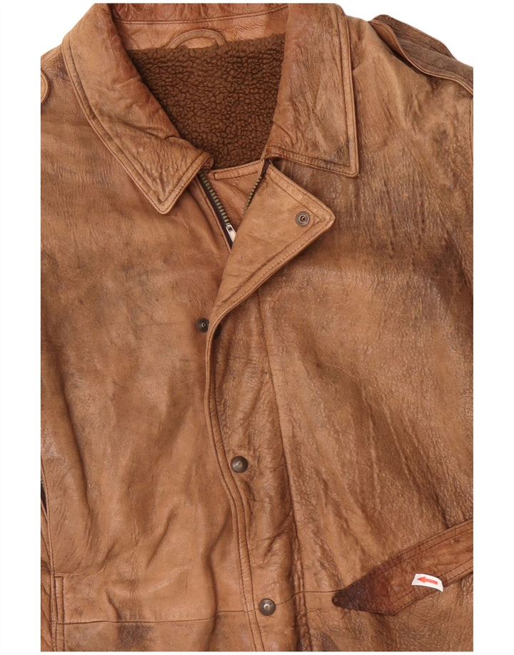 Ανδρικό δερμάτινο μπουφάν VINTAGE Military UK 42 XL Beige