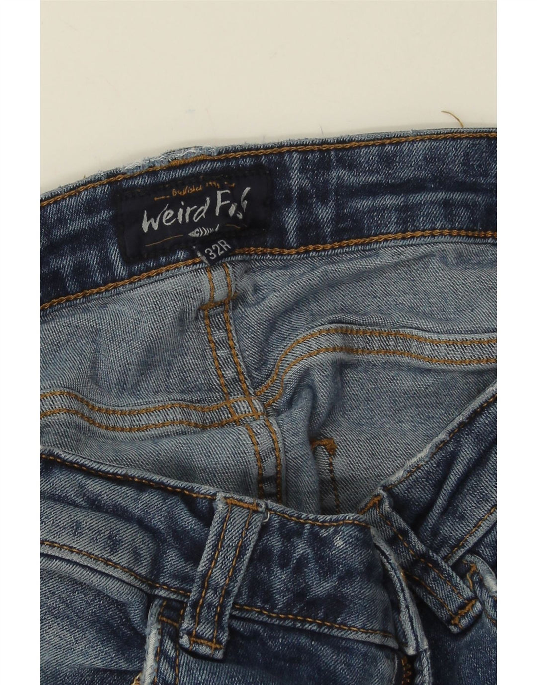 Weird Fish Mens Straight Jeans W32 L30 Blue Cotton