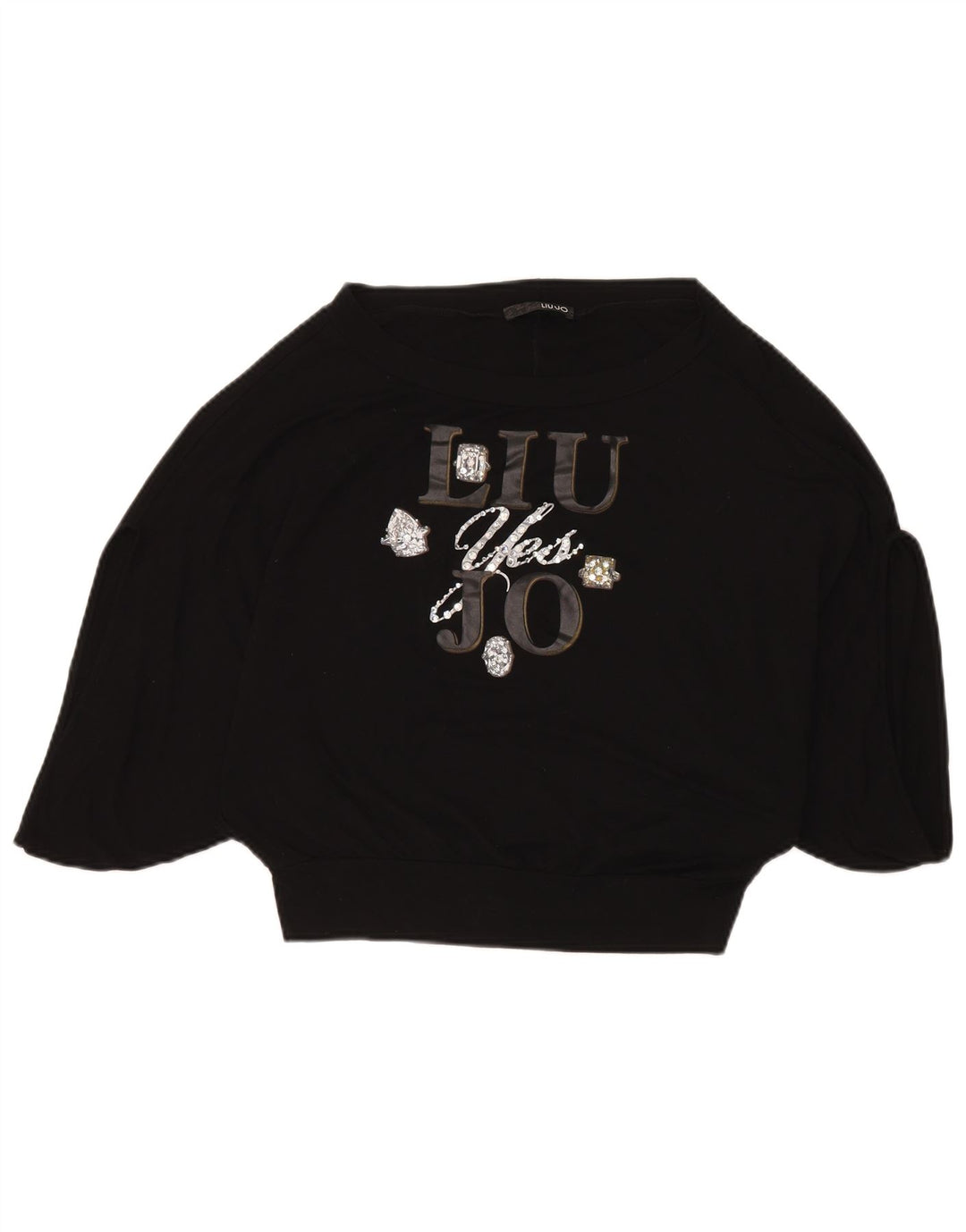 Liu Jo Γυναικεία Batwing Graphic Top 3/4 Sleeve IT 40 Small Black Viscose