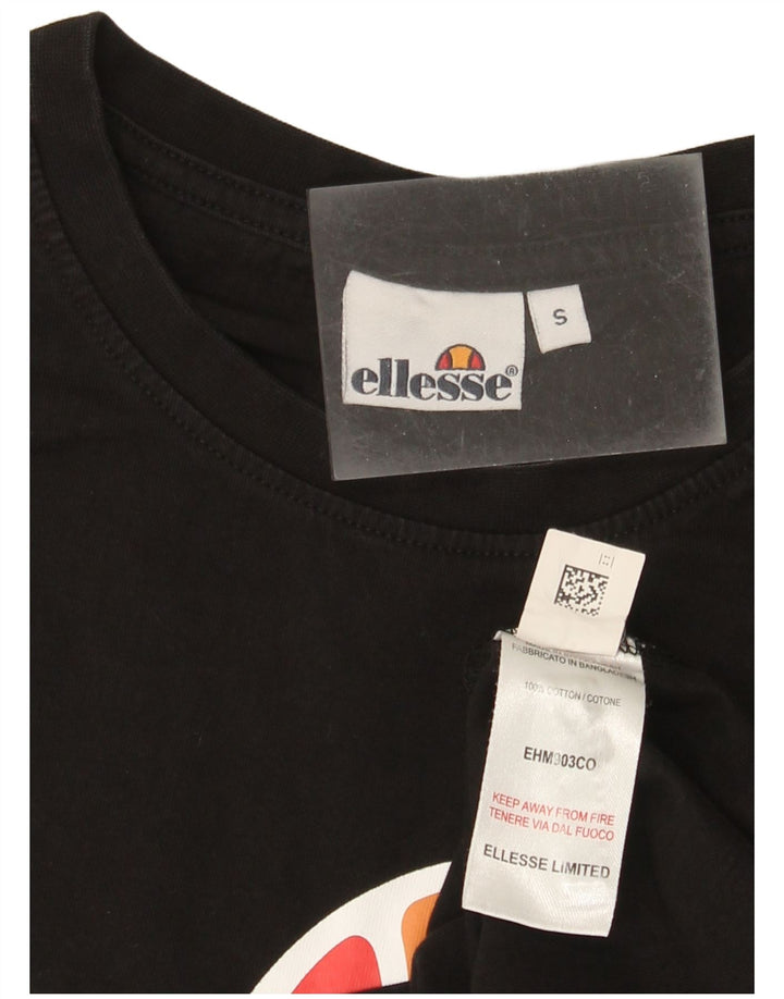 Ellesse Ανδρικό γραφικό T-Shirt Top Μικρό μαύρο βαμβακερό