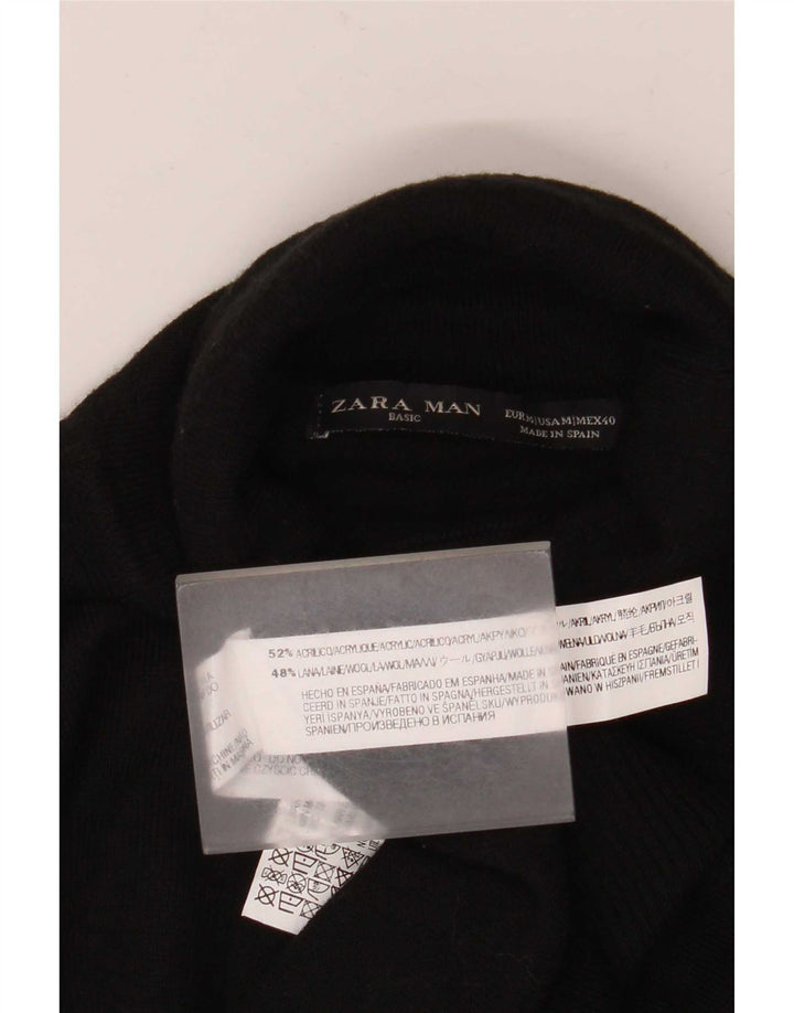 Ανδρικό πουλόβερ Zara με ρολό λαιμόκοψη, μεσαίο μαύρο ακρυλικό
