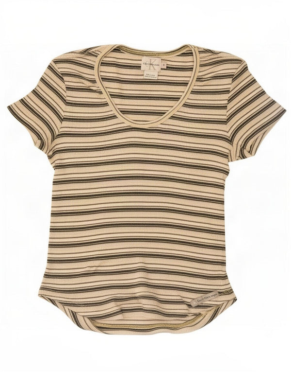 Calvin Klein Jeans Γυναικείο T-Shirt Top UK 8 Μικρές πολύχρωμες ριγέ
