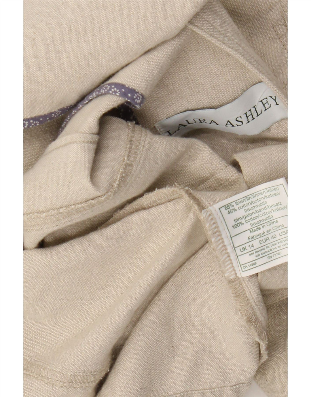 Laura Ashley Γυναικείο μπλέιζερ με 3 κουμπιά μπουφάν UK 14 Μεγάλο μπεζ λινό