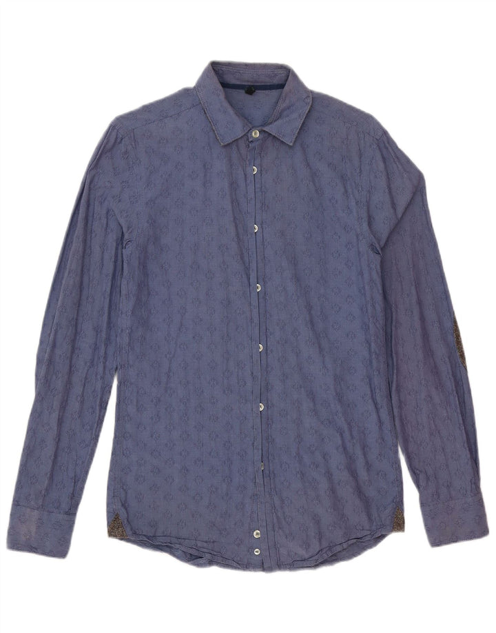 Ανδρικό πουκάμισο Benetton Μικρό Navy Blue γεωμετρικό