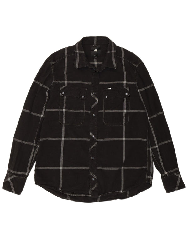 Ανδρικό κοτλέ πουκάμισο G-Star XL Μαύρο καρό βαμβακερό