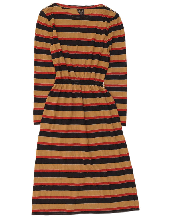 Γυναικείο μακρυμάνικο μάξι φόρεμα C&A EU 38 Μεσαίο καφέ ριγέ ακρυλικό