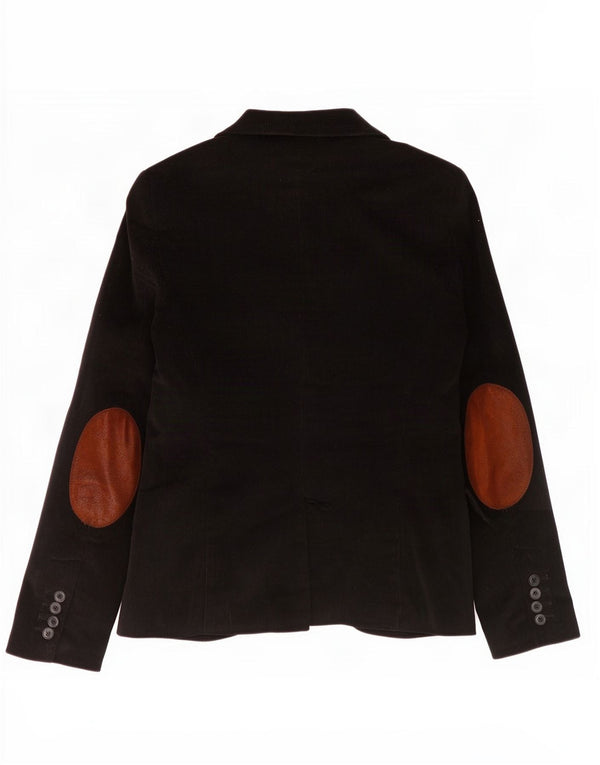 Zara Γυναικείο σακάκι 1 κουμπιού κοτλέ Blazer UK 12 μεσαίο μαύρο βαμβακερό