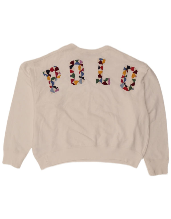 POLO RALPH LAUREN Γυναικεία φούτερ Crop Jumper UK 16 Large White