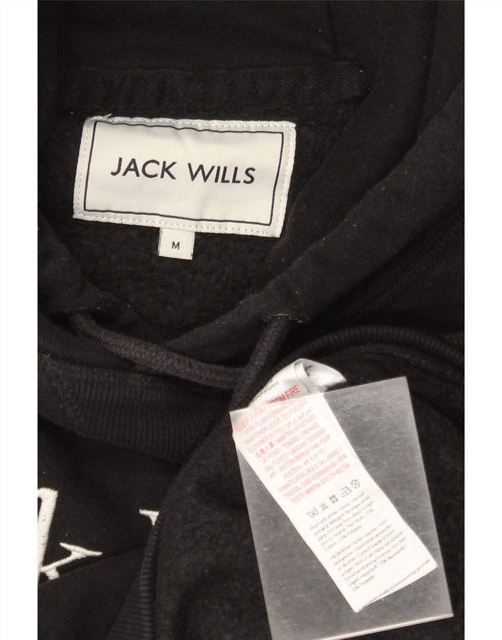 JACK WILLS Ανδρικό γραφικό μπλουζάκι με κουκούλα, μεσαίο μαύρο βαμβακερό