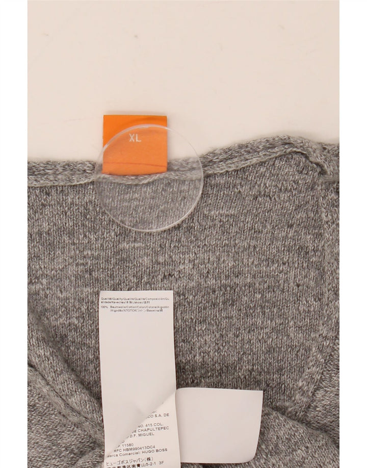 Ανδρικό πουλόβερ Hugo Boss με V λαιμόκοψη XL Γκρι βαμβακερό