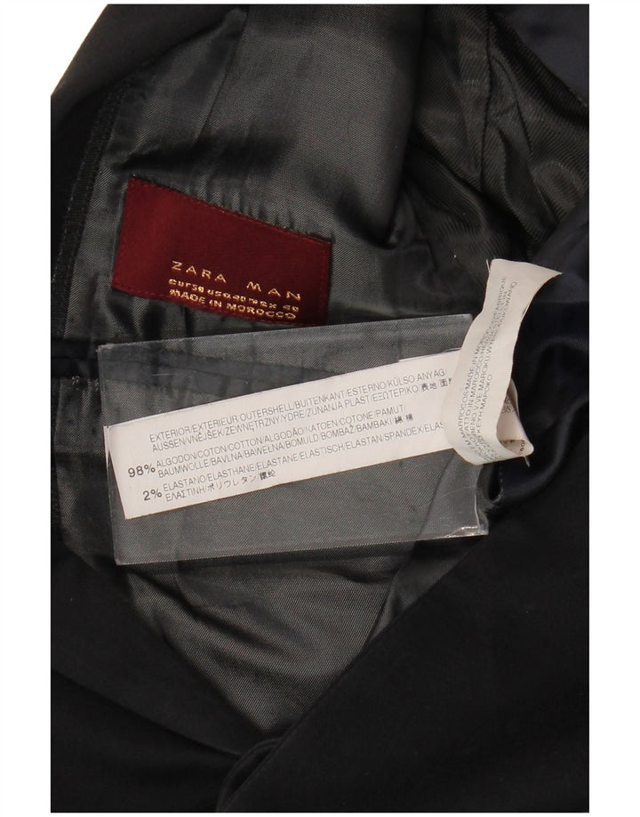 Zara Ανδρικό σακάκι μπλέιζερ με 2 κουμπιά EU 50 Μεσαίο μαύρο βαμβακερό