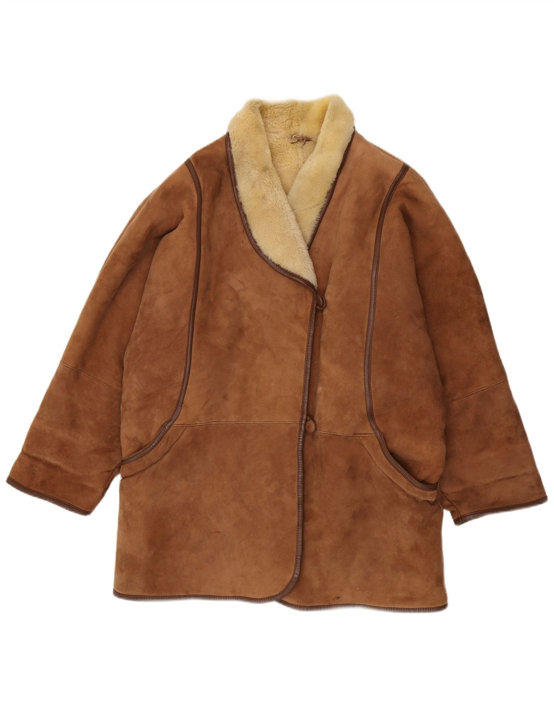 Vintage Γυναικείο Παλτό Shearling IT 48 XL Καφέ Shearling