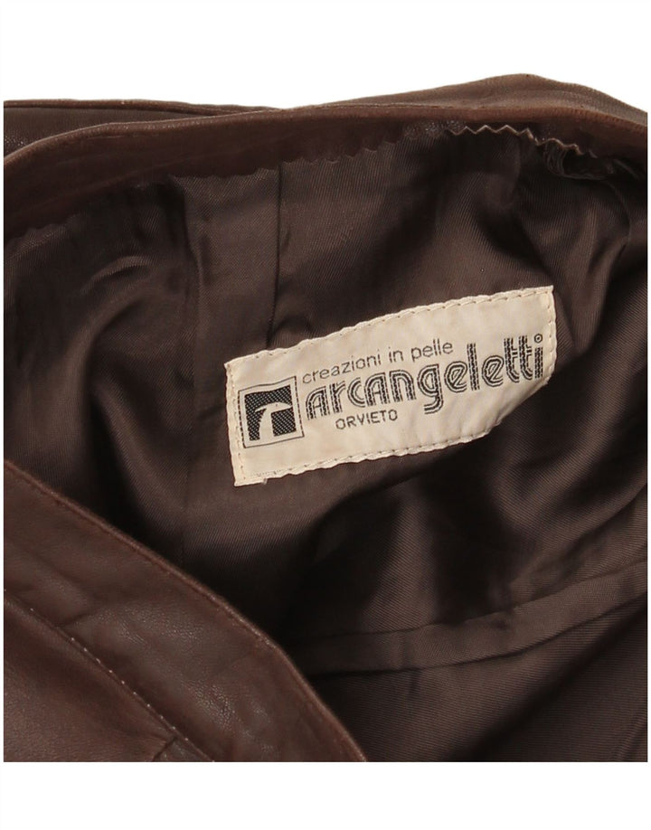 Vintage Γυναικεία Δερμάτινη Φούστα W28 Δερμάτινη Μεσαία Καφέ