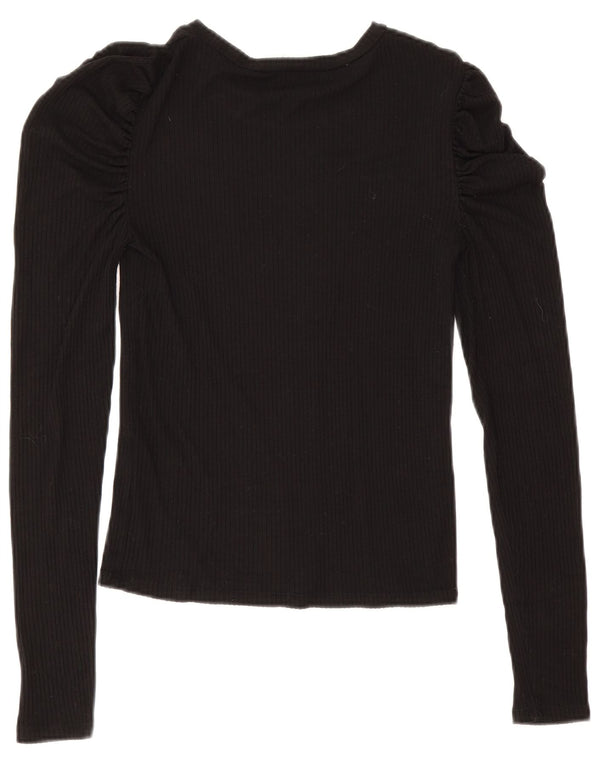 Zara Γυναικεία μακρυμάνικη μπλούζα τοπ UK 12 Medium Black