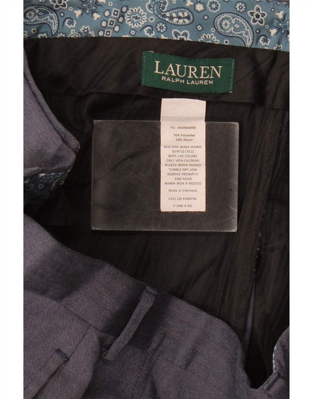 Ανδρικό ίσιο παντελόνι Ralph Lauren W33 L30 Navy Blue Polyester