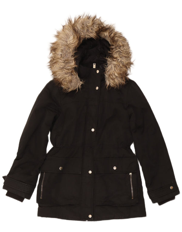 Topshop Γυναικείο μπουφάν Parka με κουκούλα UK 8 Small Black Polyester