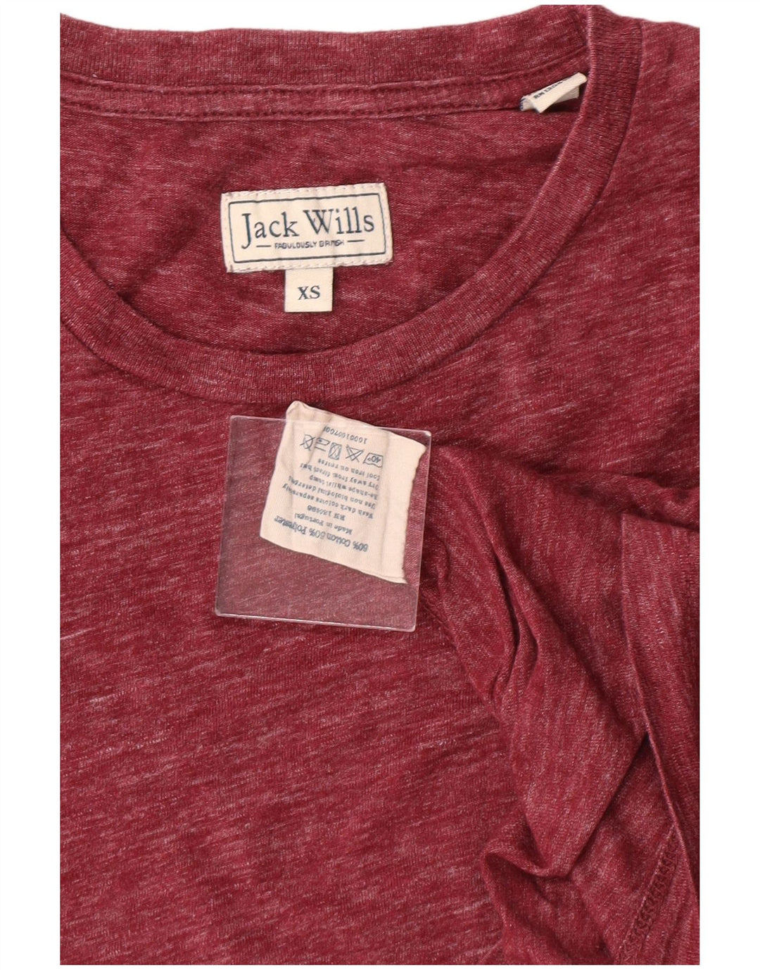 Ανδρικό μπλουζάκι JACK WILLS XS μπορντό βαμβακερό