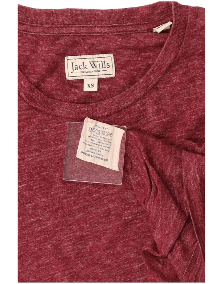 Ανδρικό μπλουζάκι JACK WILLS XS μπορντό βαμβακερό