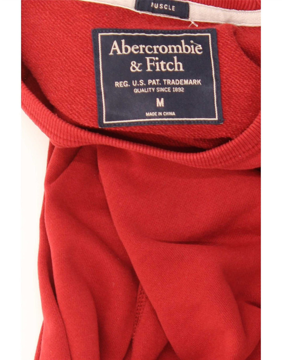 Ανδρική Μυϊκή Μυϊκή Φούτερ Abercrombie & Fitch με μεσαίο κόκκινο χρώμα