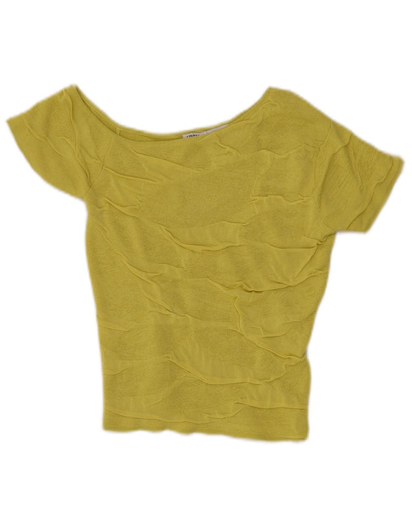 Zara Γυναικεία Crop Knit One Shoulder Top UK 8 Small Green Viscose