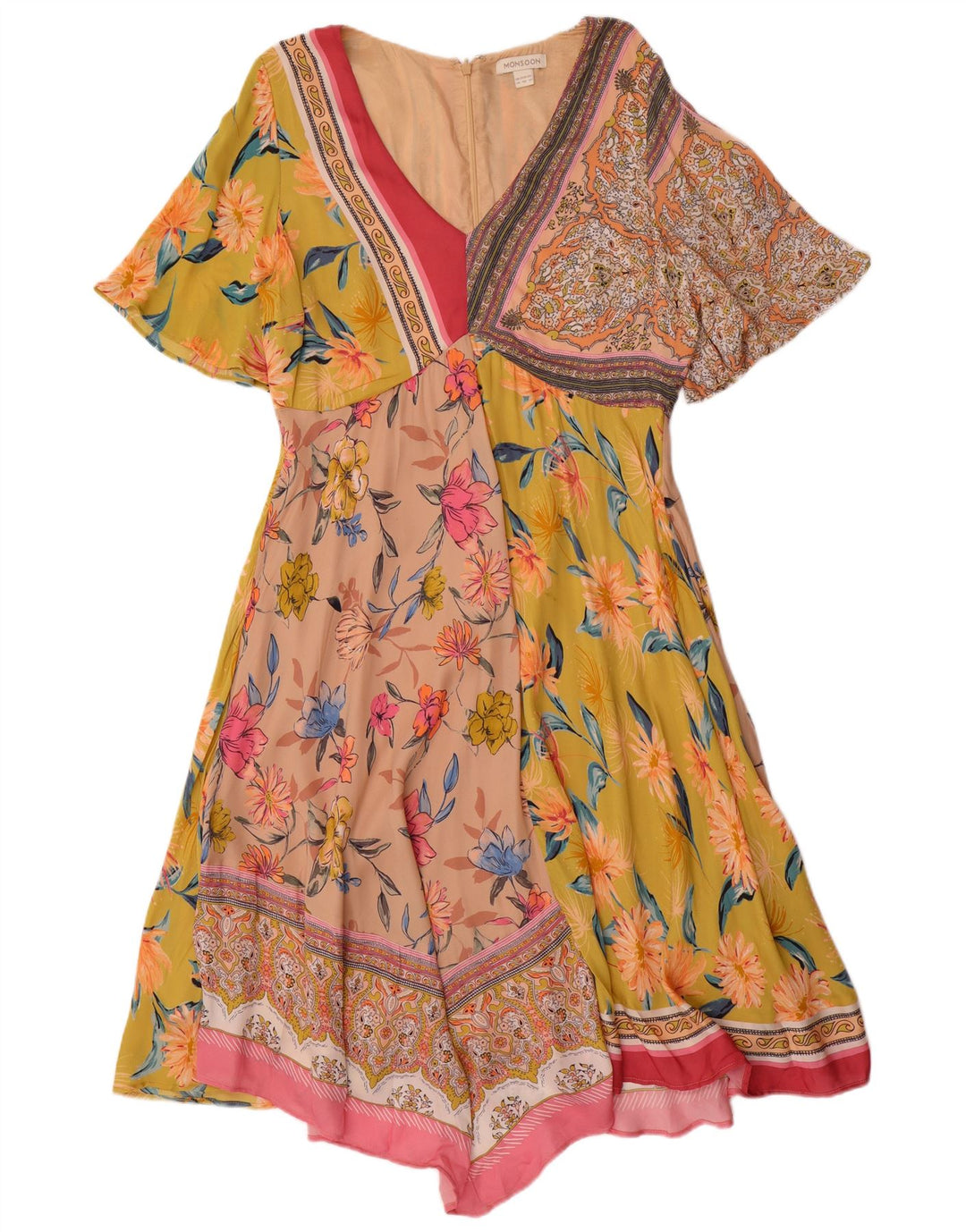 Γυναικείο ασύμμετρο φόρεμα MONSOON UK 14 Μεγάλο πολύχρωμο συνονθύλευμα