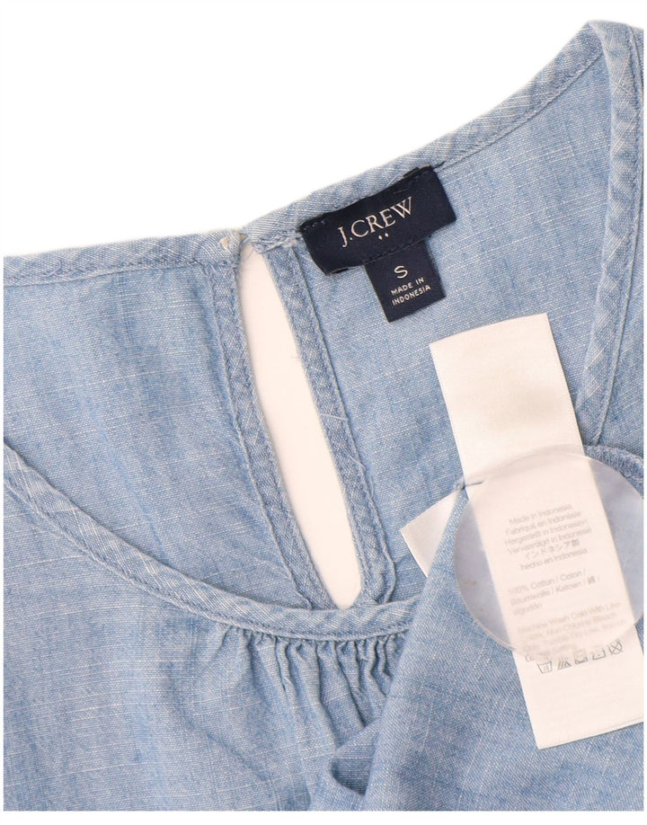 J. CREW Γυναικεία Μπλούζα Τοπ UK 10 Small Blue Cotton