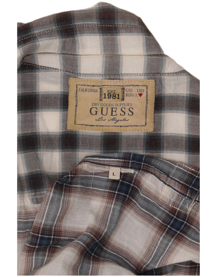 Ανδρικό κοντομάνικο πουκάμισο Guess με μεγάλο γκρι καρό