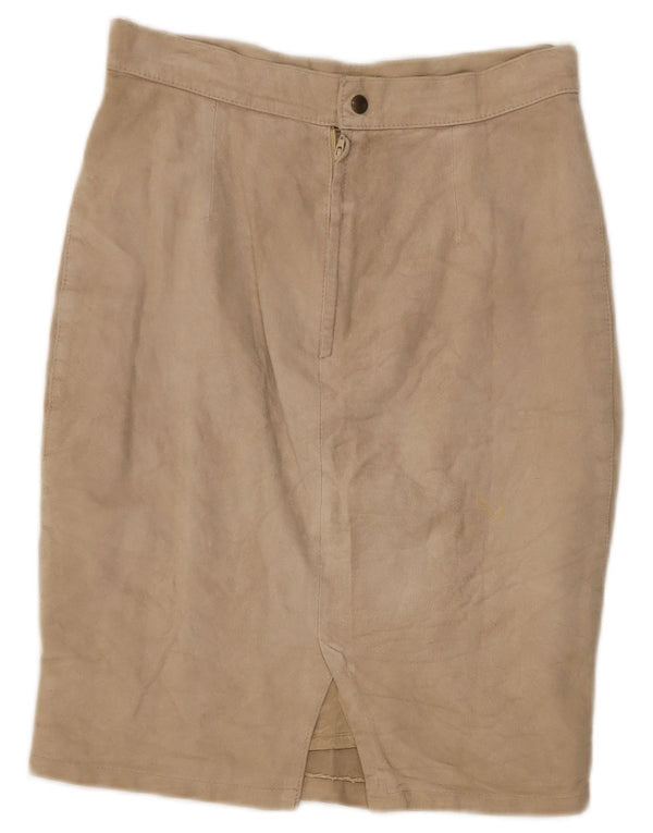 Vintage Γυναικεία Suede Pencil Φούστα Medium W30 Beige