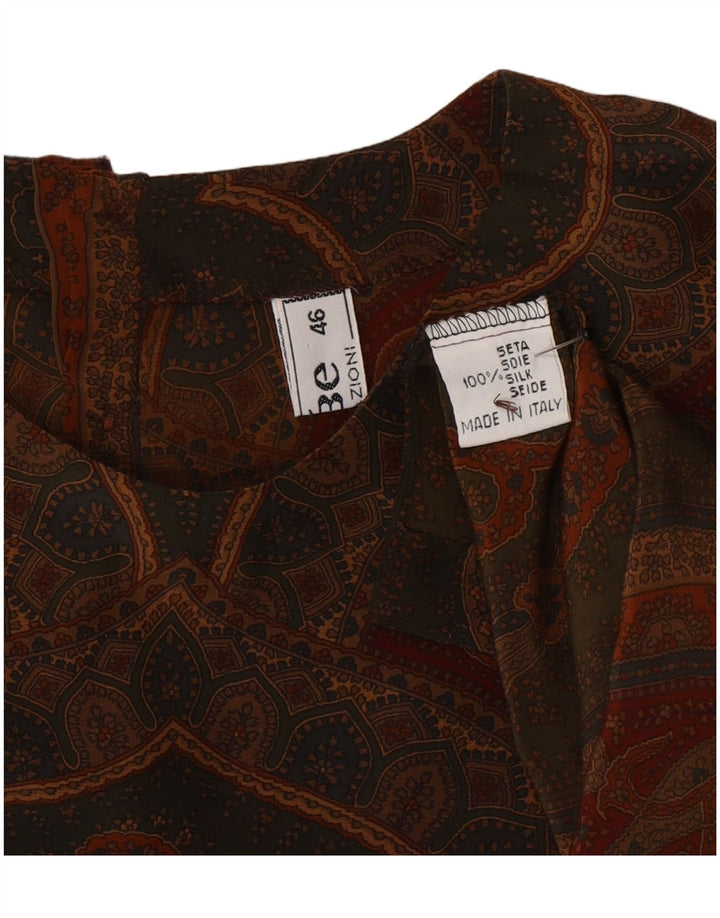 Vintage γυναικεία μπλούζα Top IT 46 Large Grey Paisley Silk