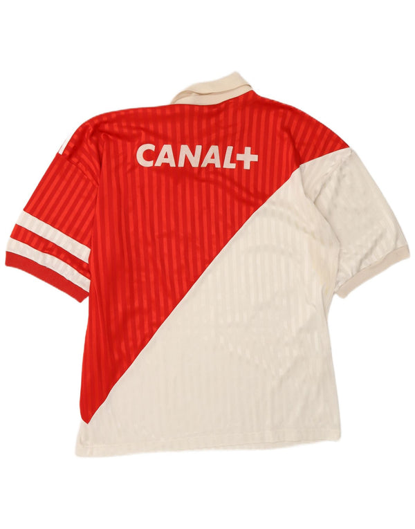 Adidas Mens Monaco Home 1990-1991 Ποδοσφαιρική μπλούζα μεγάλο κόκκινο σπορ