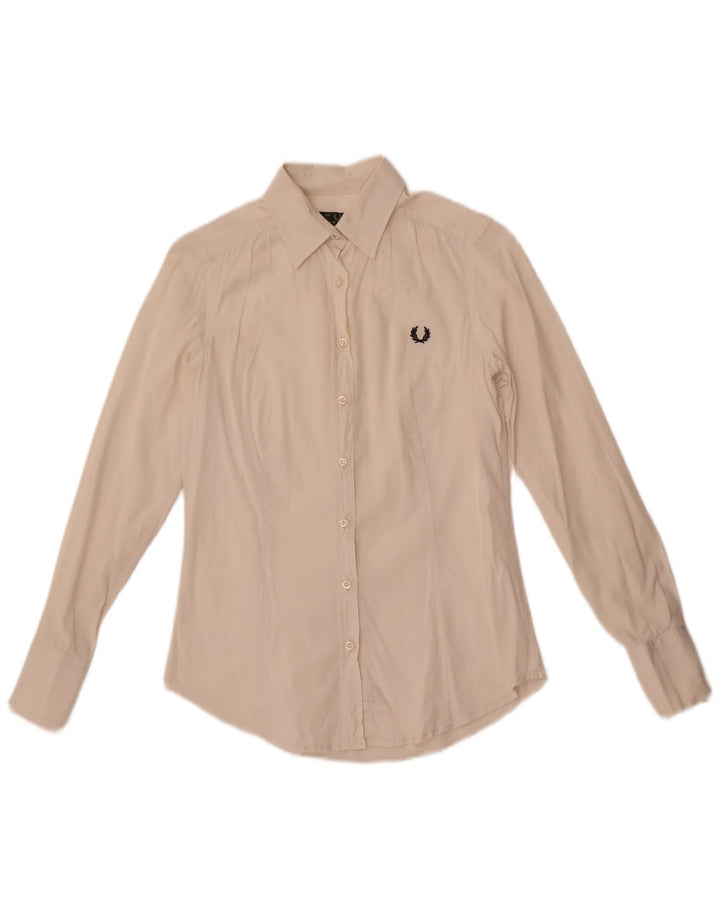 Fred Perry γυναικείο πουκάμισο UK 10 Small λευκό βαμβακερό