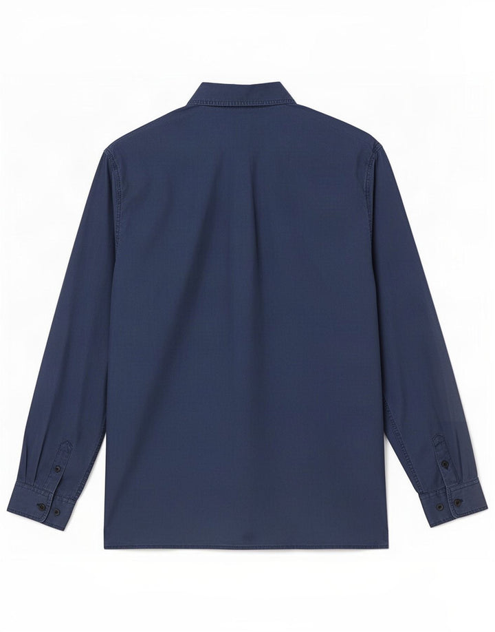 Vintage γυναικείο πουκάμισο UK 14 Medium Navy Blue Silk