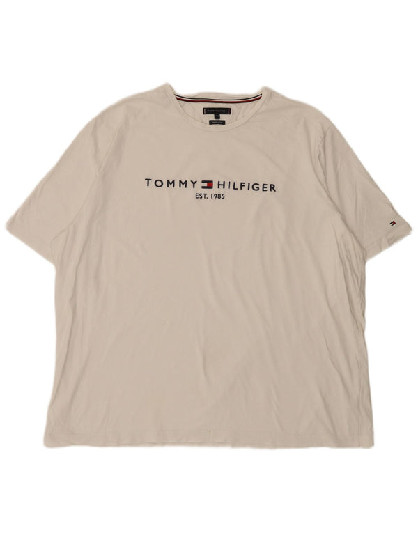 Tommy Hilfiger Ανδρικό ψηλό γραφικό T-Shirt Top 4XL Λευκό βαμβακερό