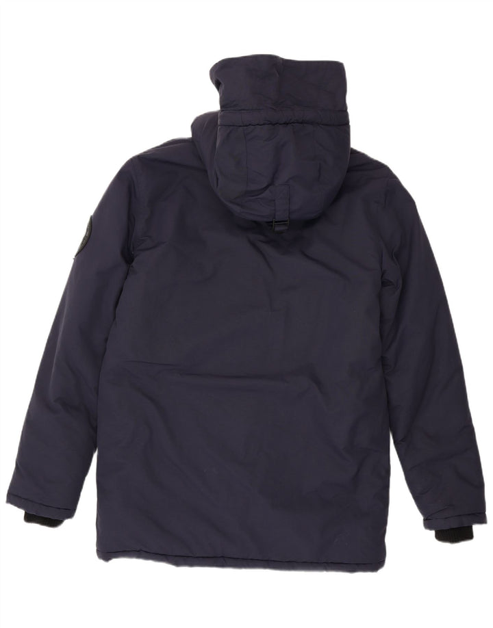 Superdry Ανδρικό παλτό με κουκούλα με επένδυση UK 38 Medium Navy Blue Nylon