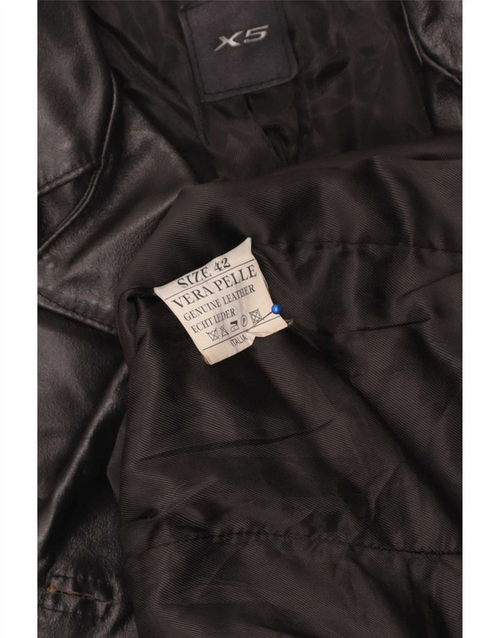 Vintage Γυναικείο Δερμάτινο Παλτό IT 42 Medium Black Leather