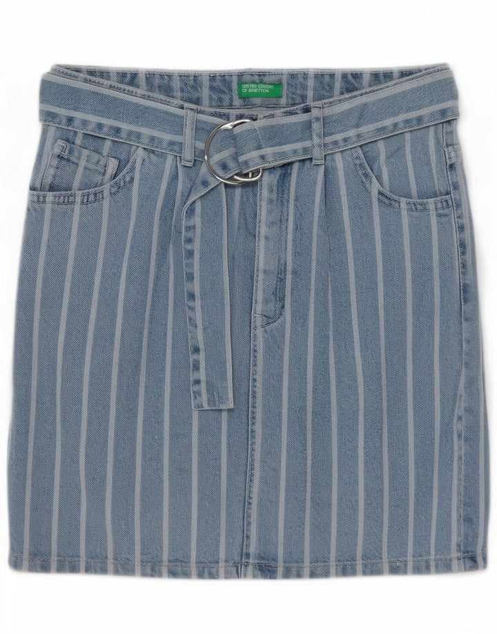 Γυναικεία Τζιν Φούστα Benetton W26 Μικρή Μπλε Ριγέ