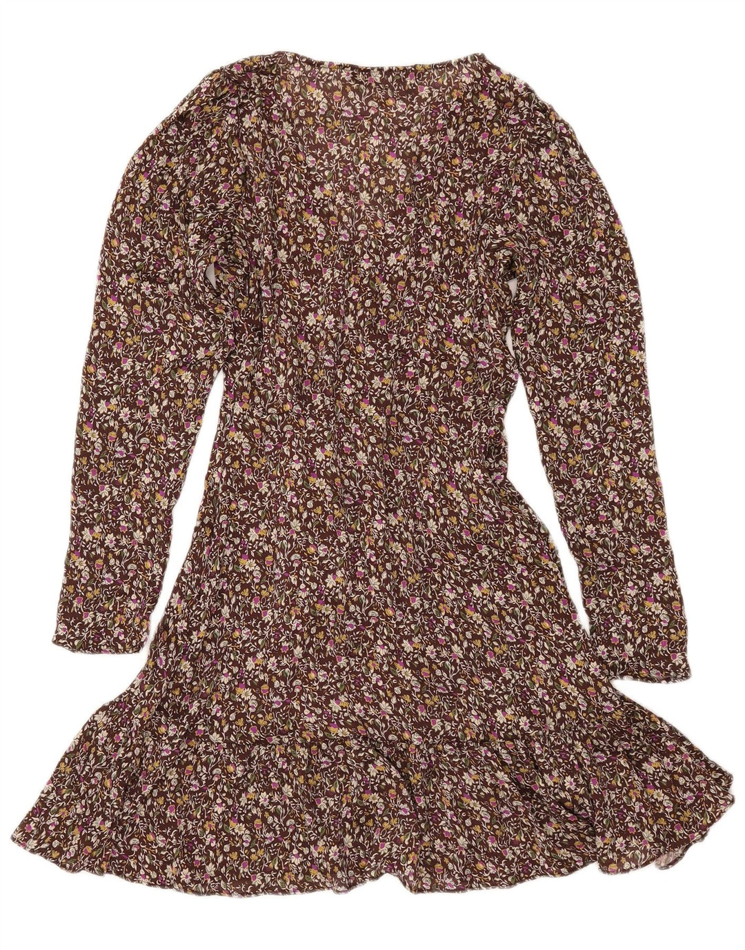 Γυναικείο μακρυμάνικο φόρεμα ZARA UK 6 XS καφέ φλοράλ