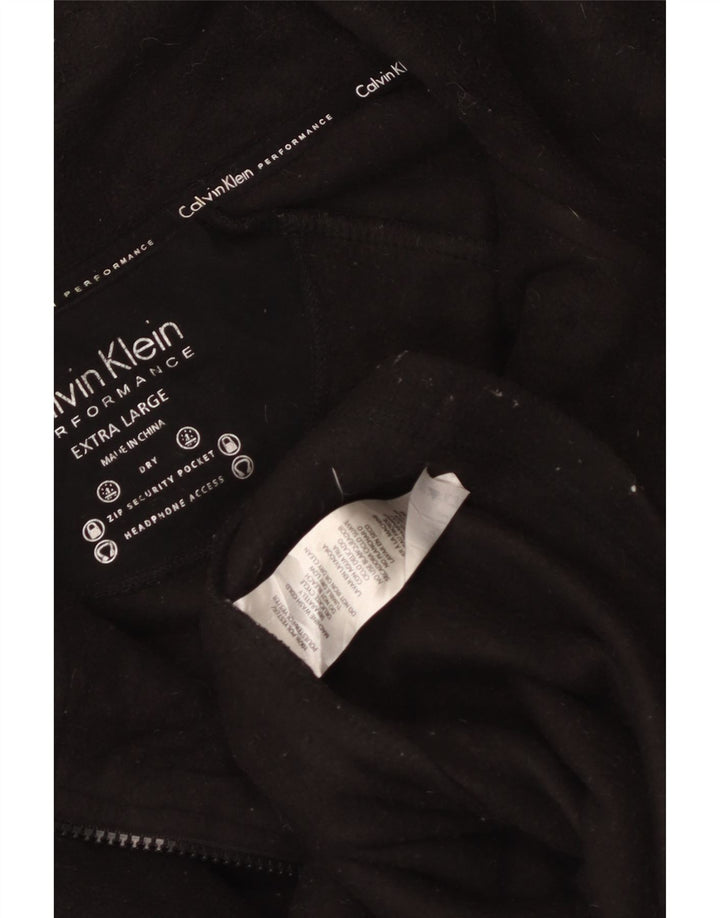 CALVIN KLEIN Γυναικείο γραφικό μπουφάν fleece UK 18 XL μαύρο πολυεστέρα
