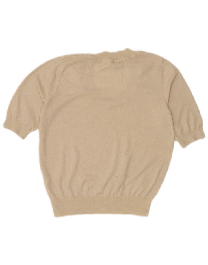 Zara Γυναικεία κοντομάνικη μπλούζα τοπ UK 12 Medium Off White Nylon
