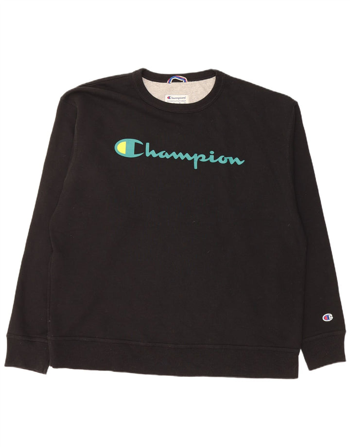 CHAMPION Ανδρικό γραφικό φούτερ Jumper XL Μαύρο βαμβακερό