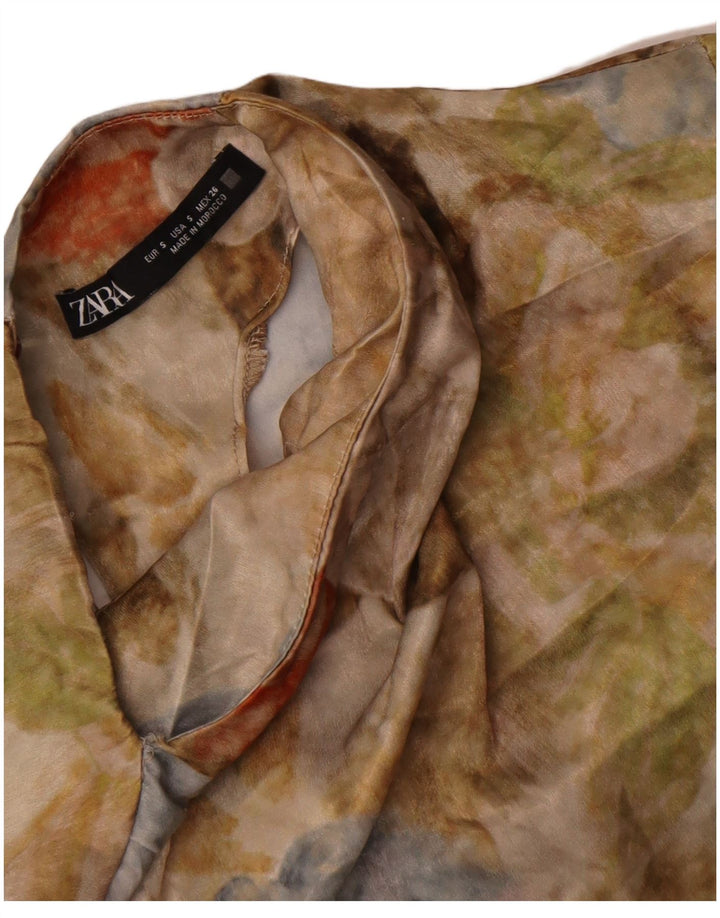 Zara γυναικείο τοπ μακρυμάνικο UK 10 Small πολύχρωμο Floral Μοντέρνο