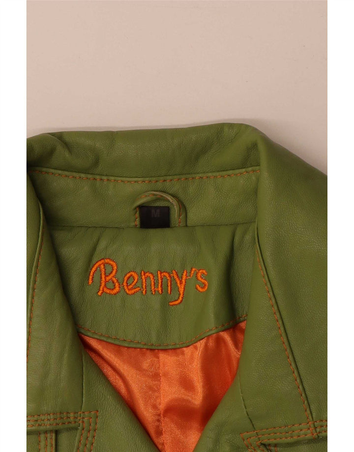 Γυναικείο δερμάτινο παλτό Benny's Double Breasted UK 12 Medium Green Leather