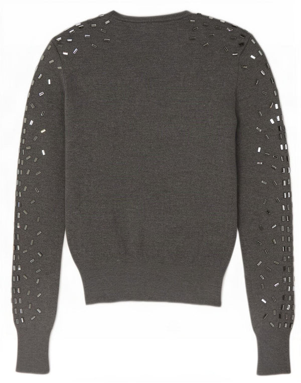 Zara Γυναικείο πουλόβερ με λαιμόκοψη UK 10 Small Grey Spotted