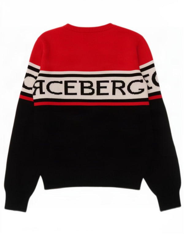 Iceberg Boys Boat Neck Jumper Sweater 8-9 Years Medium Red Colourblock
