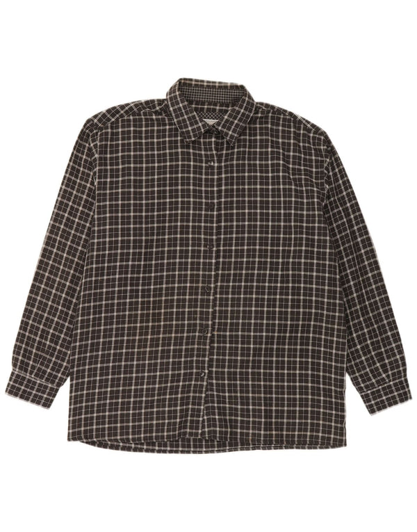 Amaranto Γυναικείο φανελένιο πουκάμισο UK 16 Large Black Check Polyester
