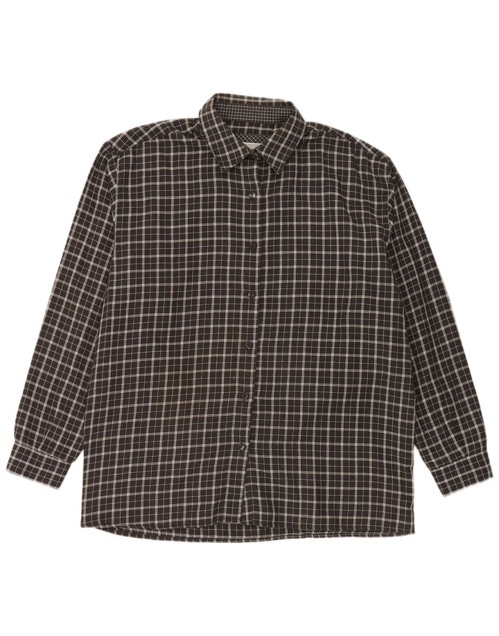 Amaranto Γυναικείο φανελένιο πουκάμισο UK 16 Large Black Check Polyester