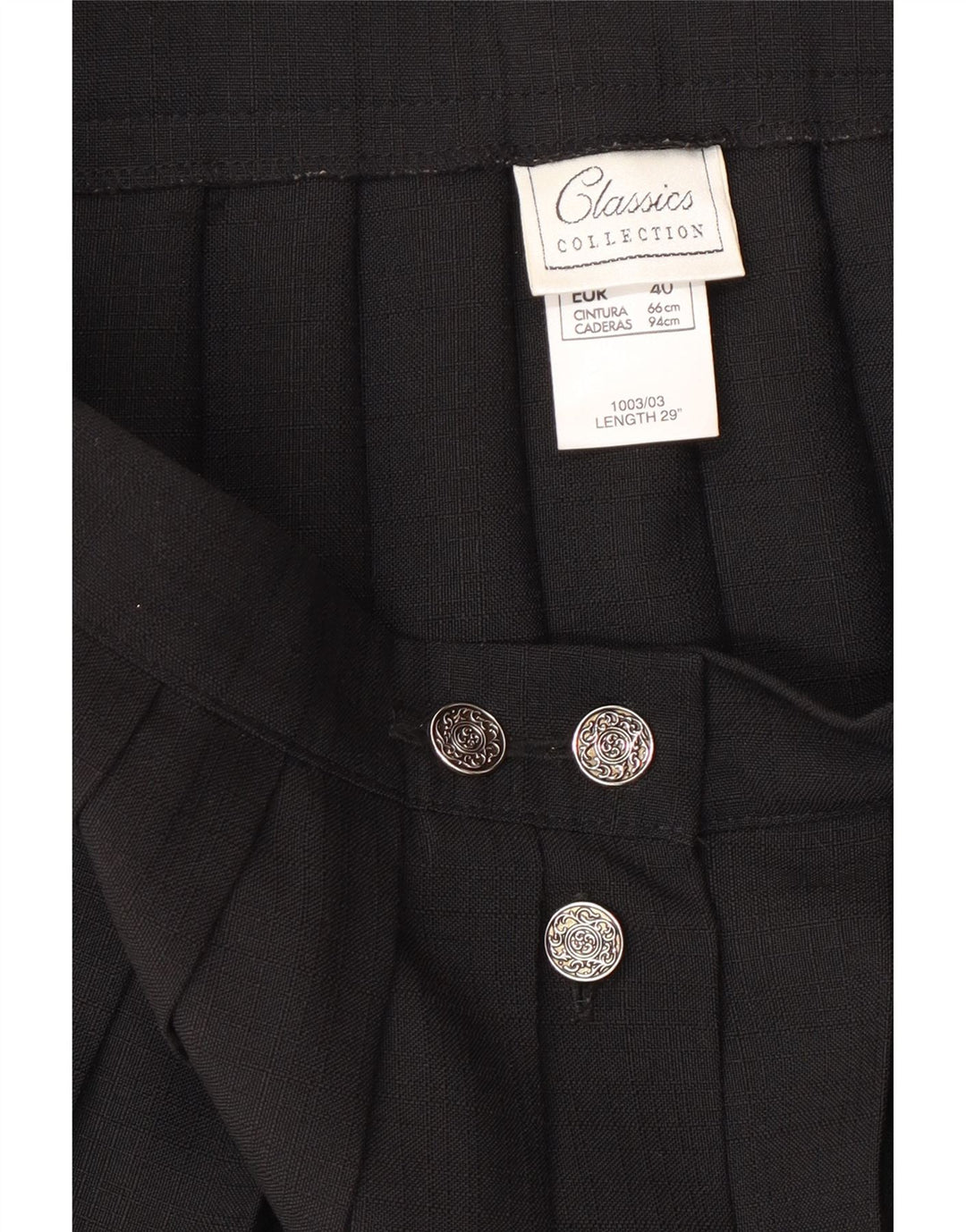 ST. BERNARD Womens Knife Pleated Skirt UK 12 Medium W26 Black Polyester Vintage St. Bernard and Second-Hand St. Bernard from Messina Hembry 